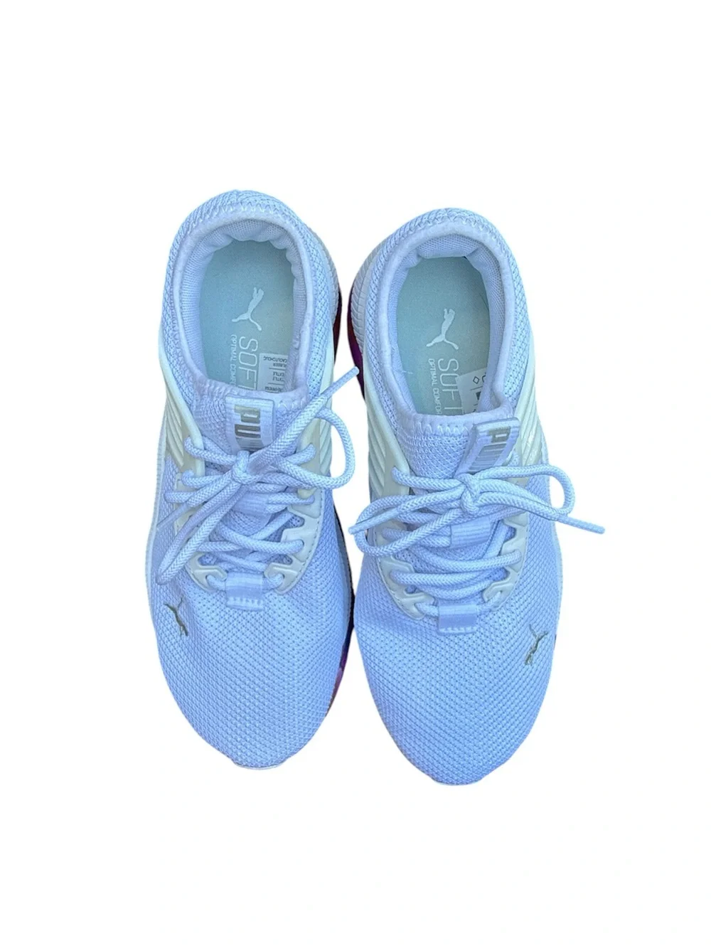 PUMA Women’s Size 6 White Athletic Sneakers Rainbow Sole Running Shoes